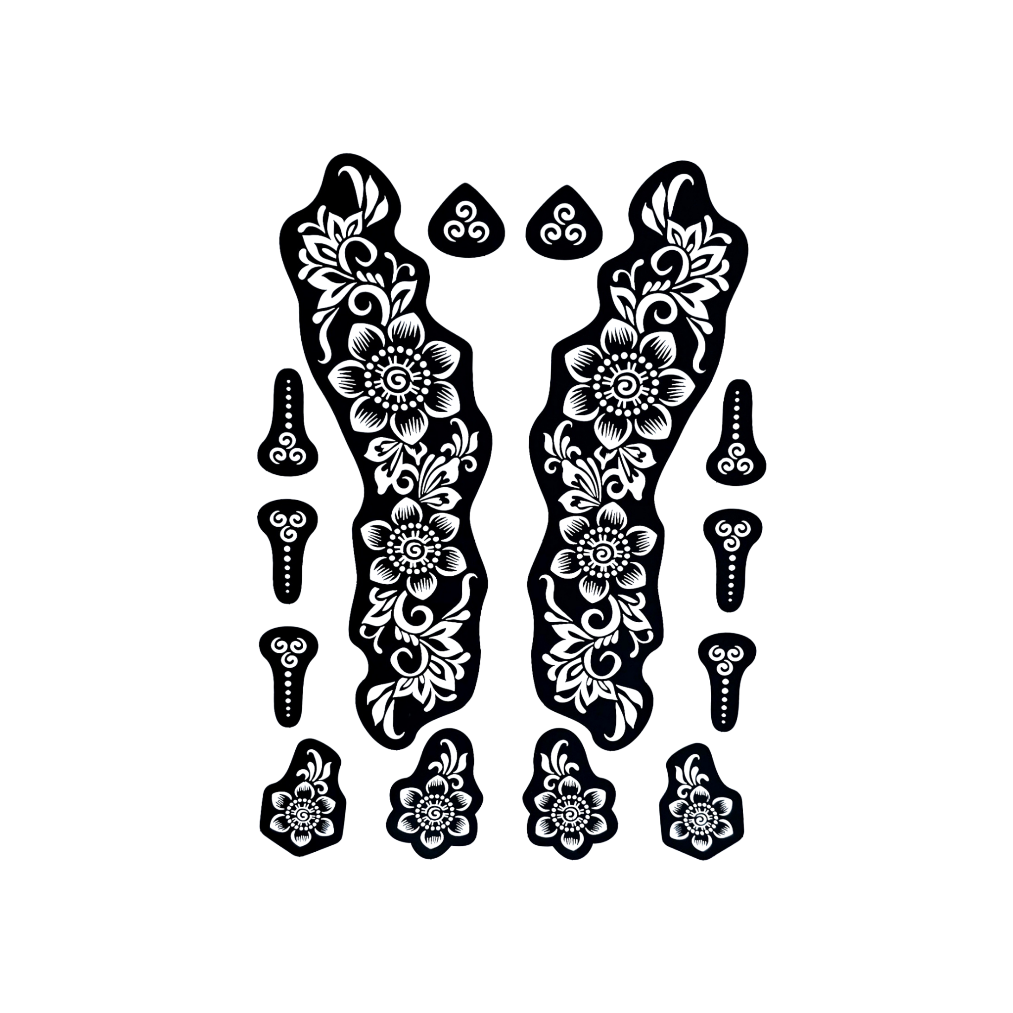 Floral Custom Placement Henna Stencil (BCU002)